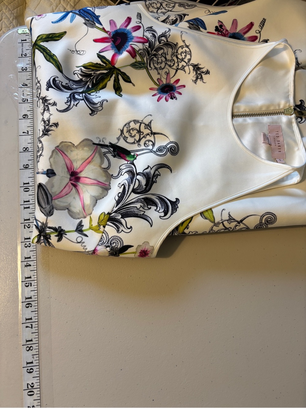 Ted Baker Samm Floral Dress Size 4 Passion Flower Fit & Flare Wedding Guest - Picture 12 of 15